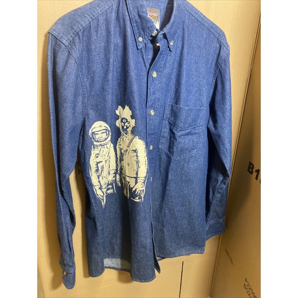 Dickies Denim BSIDE Collab SIGNED Astronaut Graphic Long Sleeved Shirt Men's S‎ - Picture 7 of 9